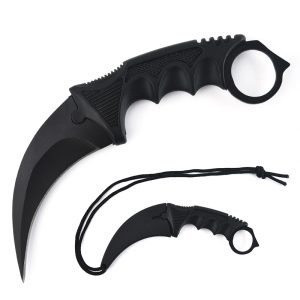 Cuchillo Karambit Negro Táctico – Hoja Fija de Acero Inoxidable